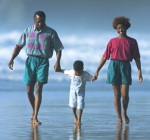 Image: Family walking on beach