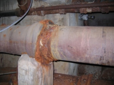 Aged and degraded piping under Washington Street Treatment Plant.