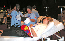 Image of patient on a stretcher during an exercise.