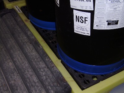 Secondary containment for chemicals usedduring the treatment process.