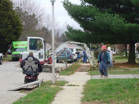 Connecting to the new water main.