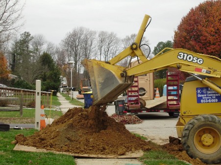 Excavating the old water main in Glenwood.