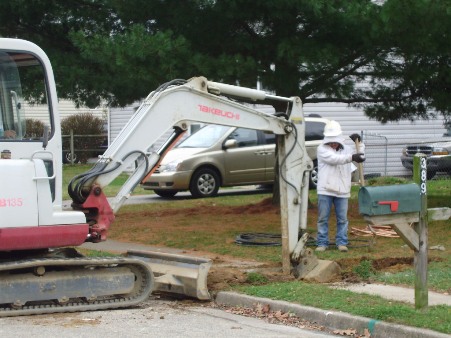 Connecting to the new water main in Glenwood.
