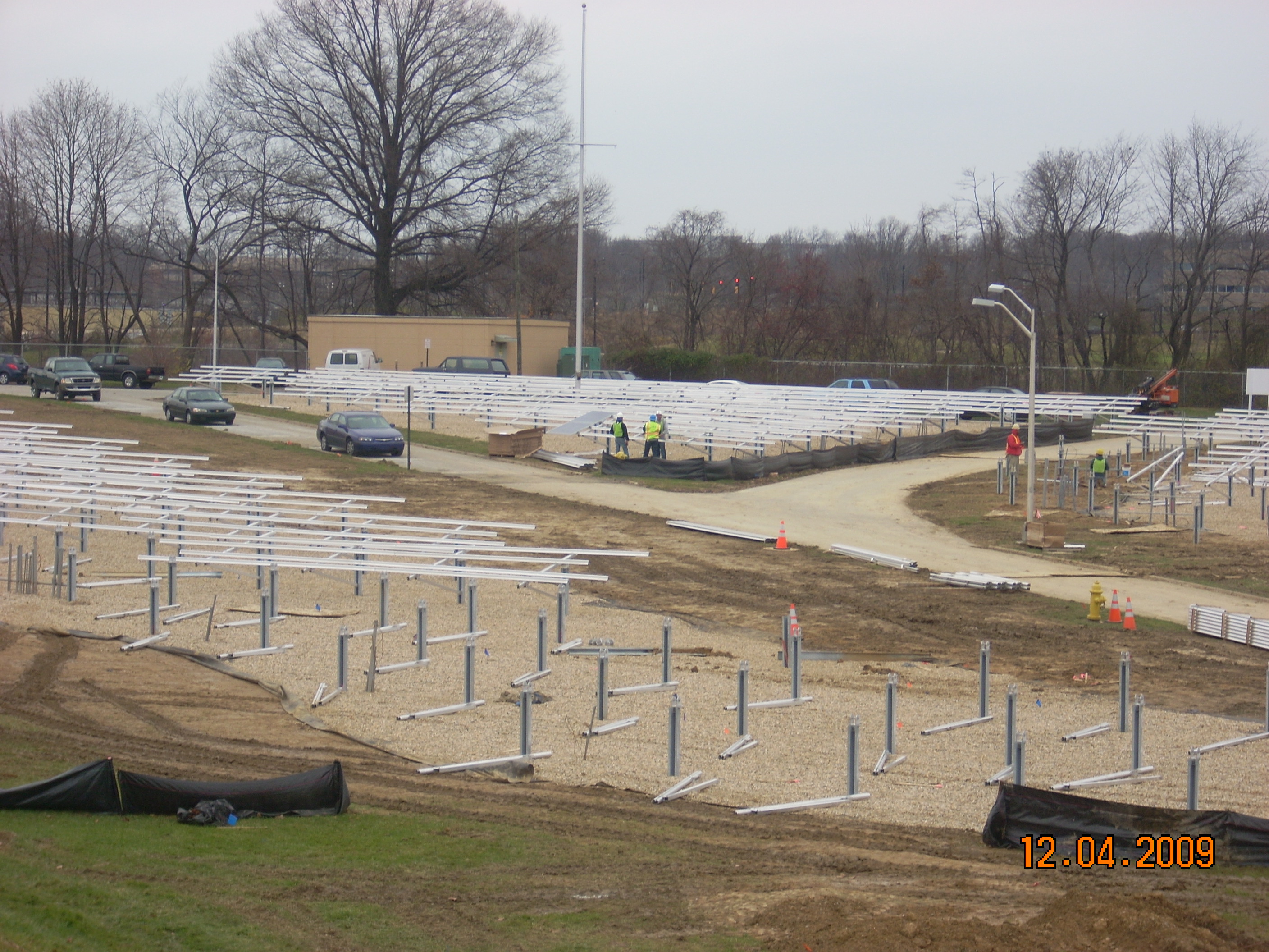 Installation of solar panels at the WilmingtonPorter Plant Water Treatment Facility.