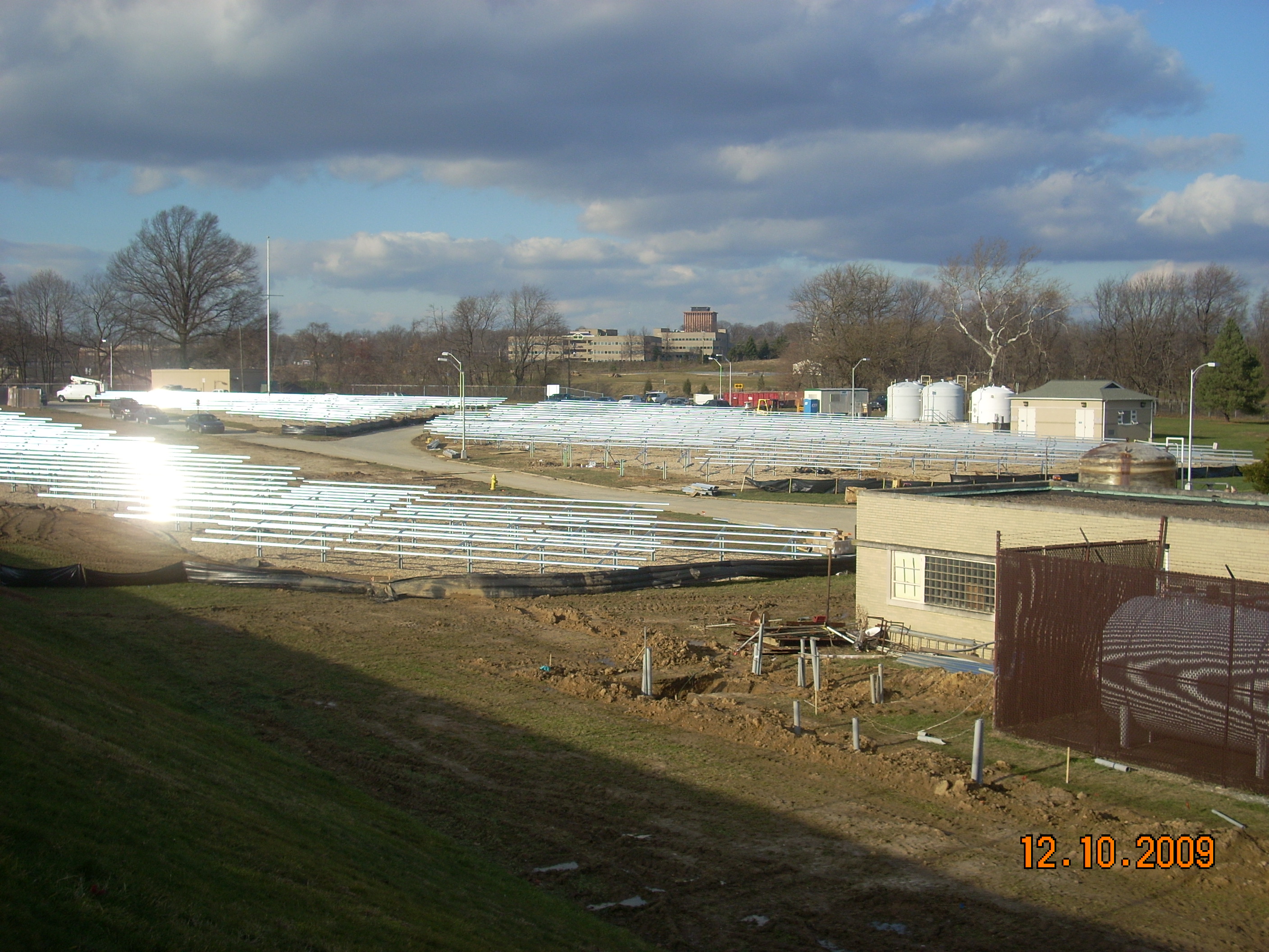 Area view of the support structure forthe solar array at the Wilmington Porter Plant Water Treatment Facility.